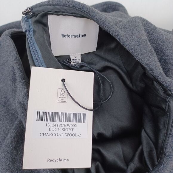 Reformation Lucy Maxi Skirt Size 2 Dark Academia Women Pockets In Charcoal Wool - Picture 6 of 12